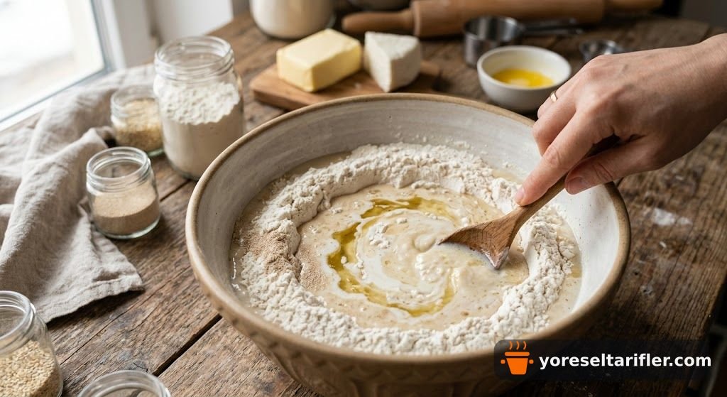 Tereyağı ve Peynirli Kruvasan Poğaça Tarifi — Adım 1