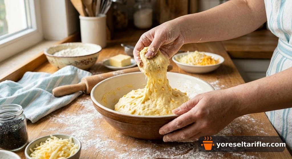 Tereyağı ve Peynirli Kruvasan Poğaça Tarifi — Adım 3