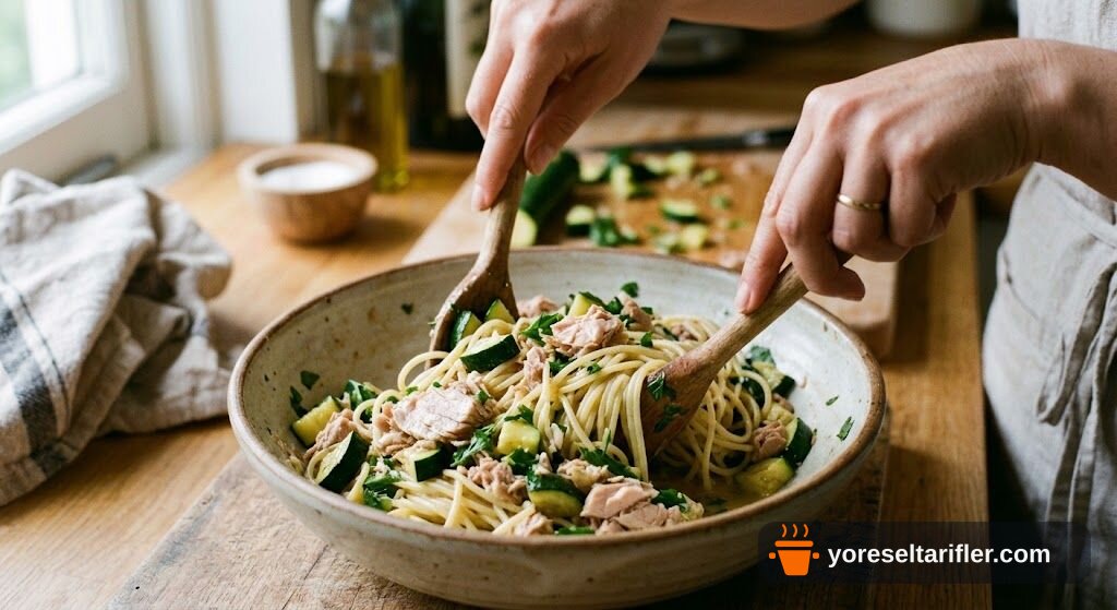 Ton Balıklı Kabaklı Spagetti Tarifi — Adım 5