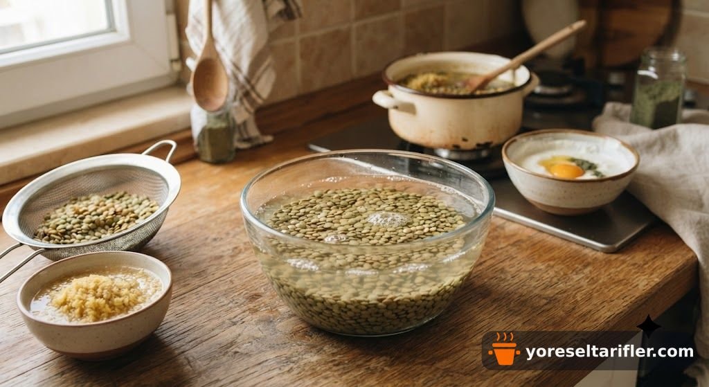 Unsuz Yeşil Mercimekli ve Bulgurlu Yoğurt Çorbası Tarifi — Adım 1