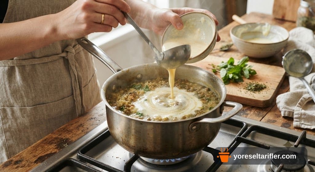 Unsuz Yeşil Mercimekli ve Bulgurlu Yoğurt Çorbası Tarifi — Adım 6