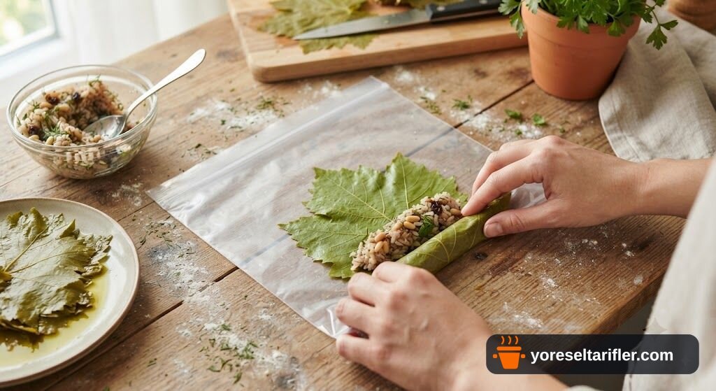 Buzdolabı Poşeti ile Yaprak Sarma Tarifi — Adım 9