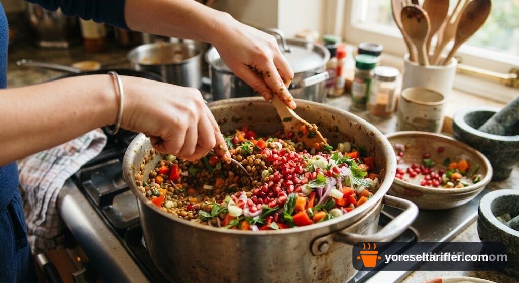 Yeşil Mercimek Salatası Nar Ekşili Tarifi — Adım 3