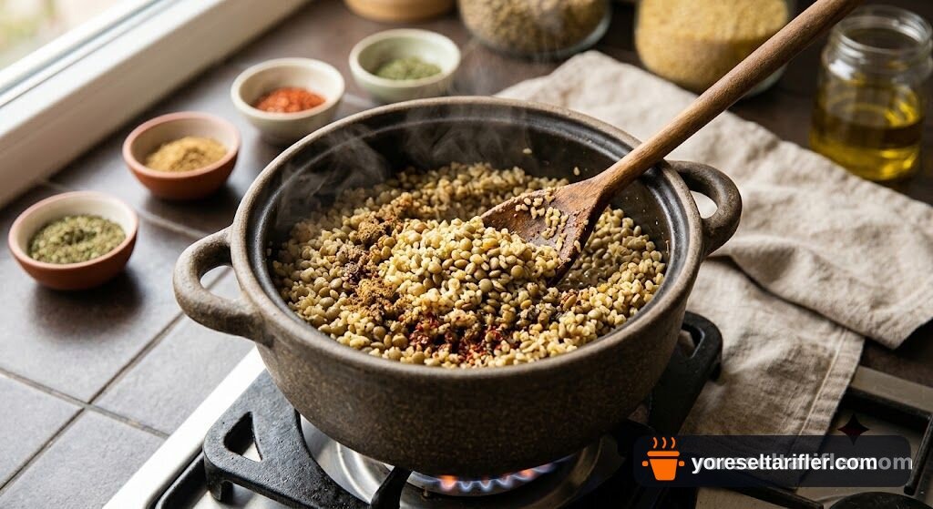 Yeşil Mercimekli Bulgur Pilavı Tarifi — Adım 4