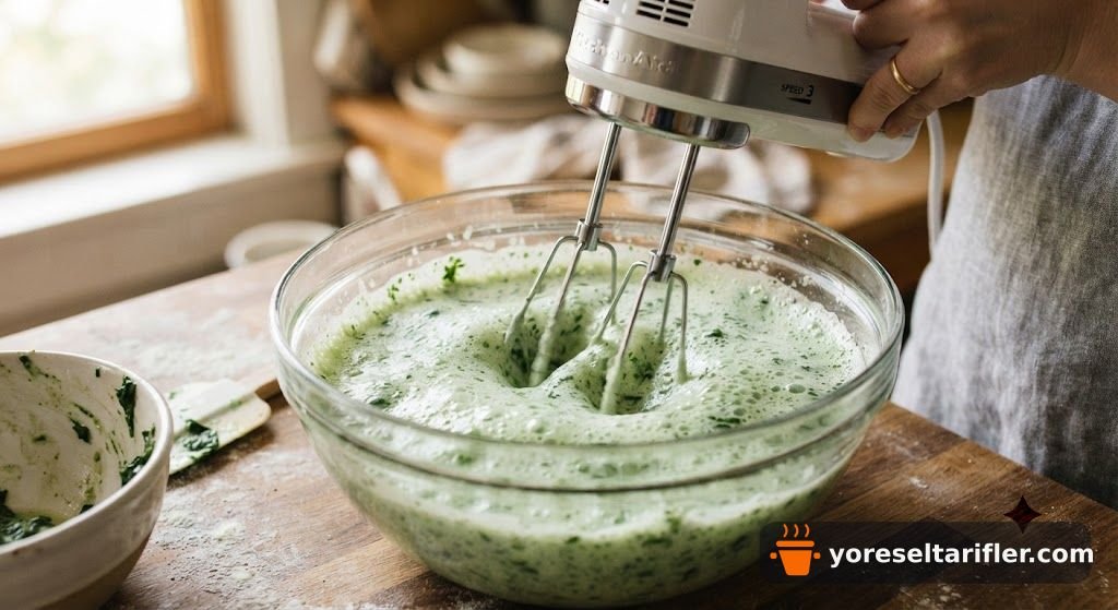 Yeşil Renk Sürprizli Ispanaklı Kek Tarifi — Adım 3