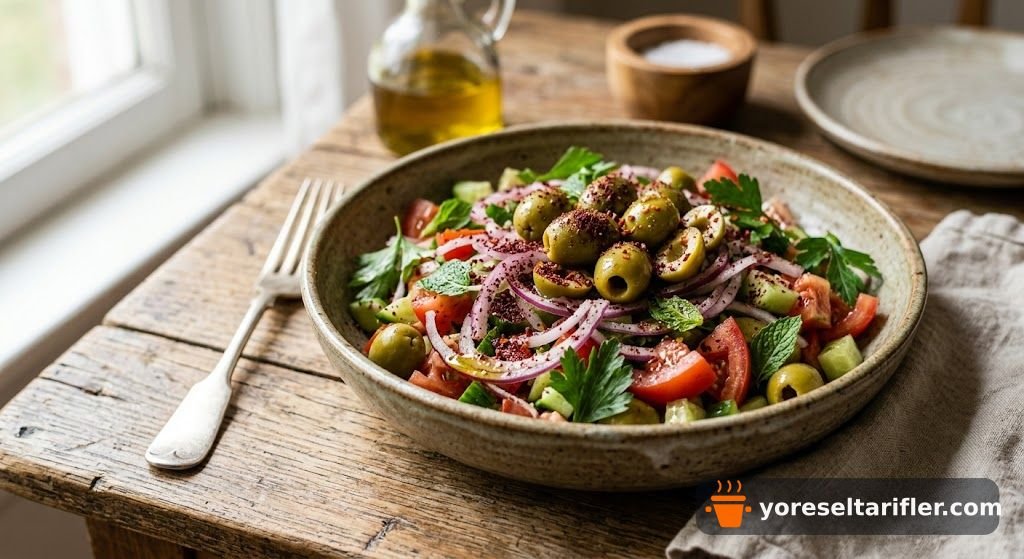 Yeşil Zeytin ve Sumaklı Salata Tarifi — Adım 4