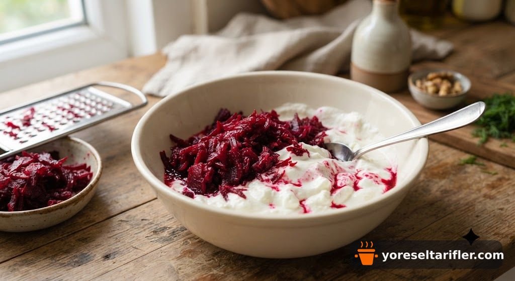 Yoğurtlu Kırmızı Pancar Salatası Tarifi — Adım 4