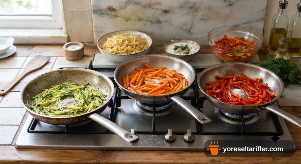 Yoğurtlu Sebzeli Erişte Salatası Tarifi — Adım 2