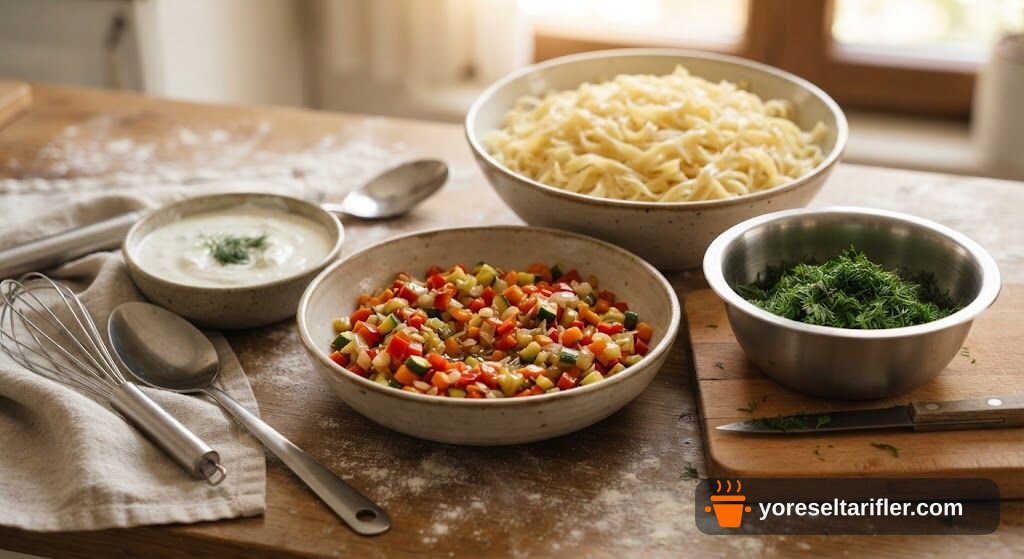 Yoğurtlu Sebzeli Erişte Salatası Tarifi — Adım 4