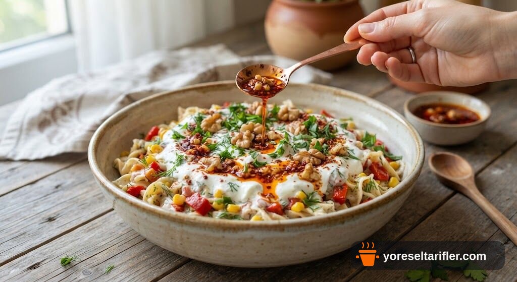 Yoğurtlu Sebzeli Erişte Salatası Tarifi — Adım 7