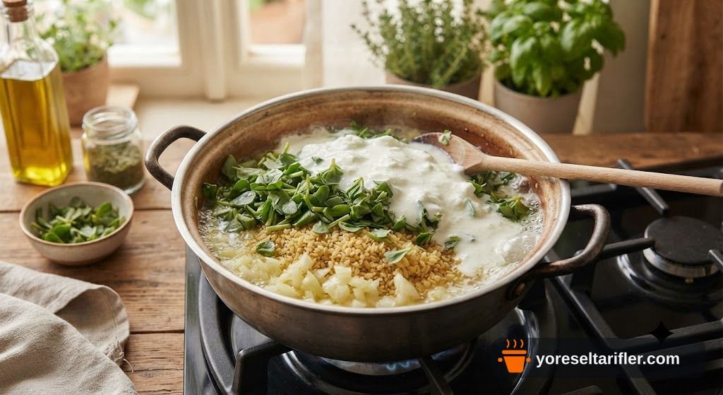 Yoğurtlu Semizotu Çorbası Tarifi — Adım 1