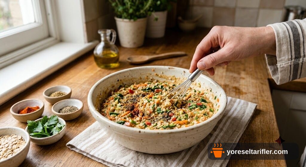 Yulaflı Sebzeli Fit Pancake Tarifi — Adım 3