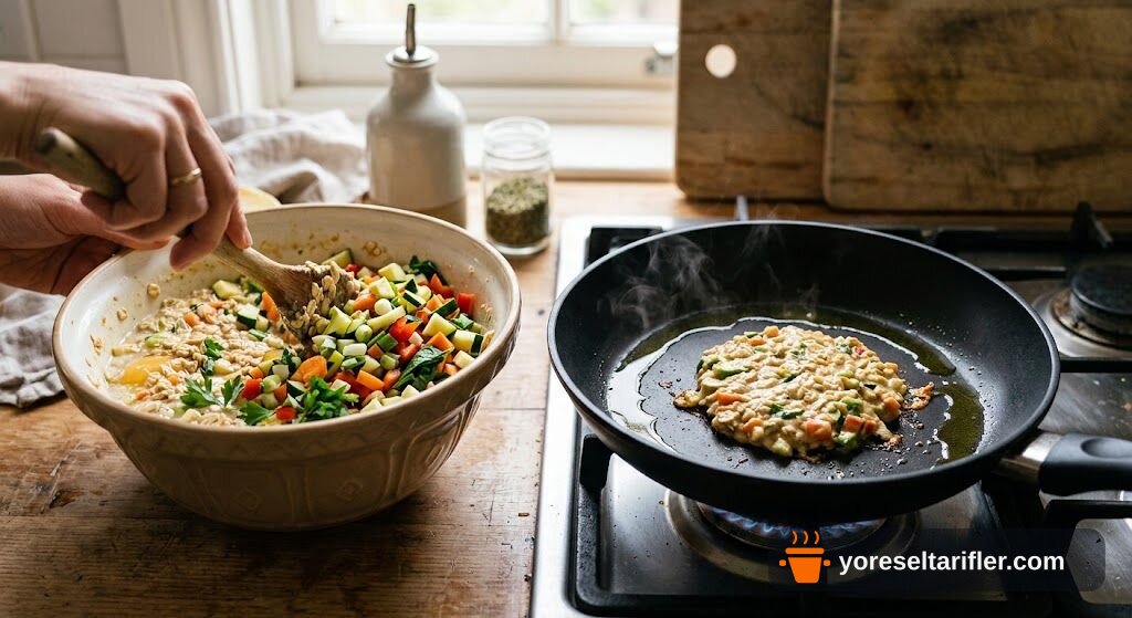Yulaflı Sebzeli Fit Pancake Tarifi — Adım 5