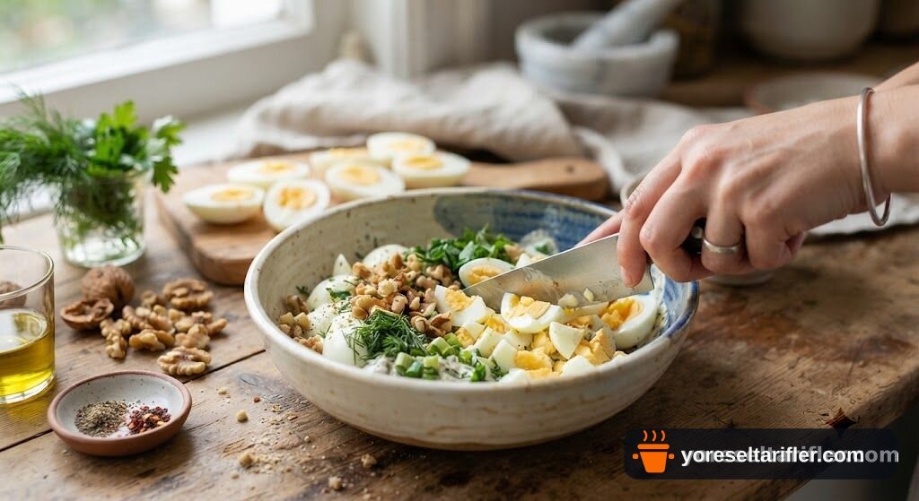 Yumurtalı Cevizli Salata Tarifi — Adım 4