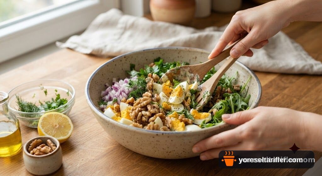 Yumurtalı Cevizli Salata Tarifi — Adım 5