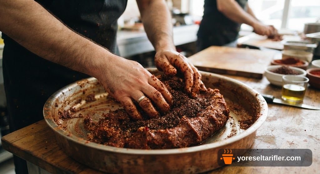 Yumuşacık Borcamda Etli Çiğ Köfte Tarifi — Adım 6