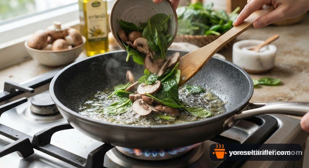 Yumuşacık Ispanaklı Hindi Fümeli Omlet Tarifi — Adım 3