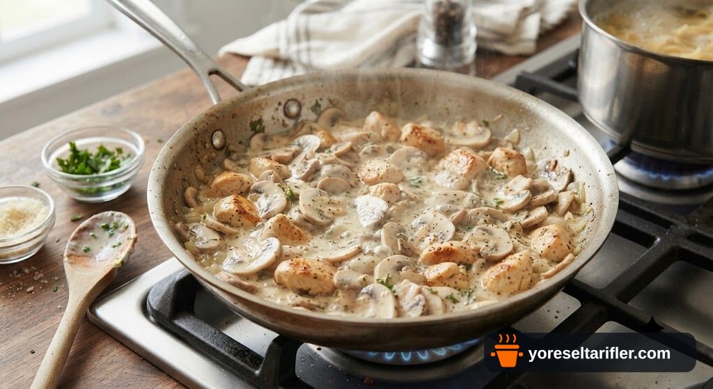 Yumuşacık Kremalı Tavuklu Makarna Tarifi — Adım 4