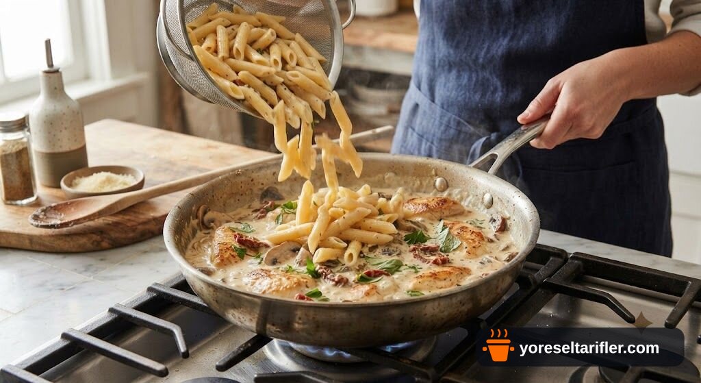 Yumuşacık Kremalı Tavuklu Makarna Tarifi — Adım 7