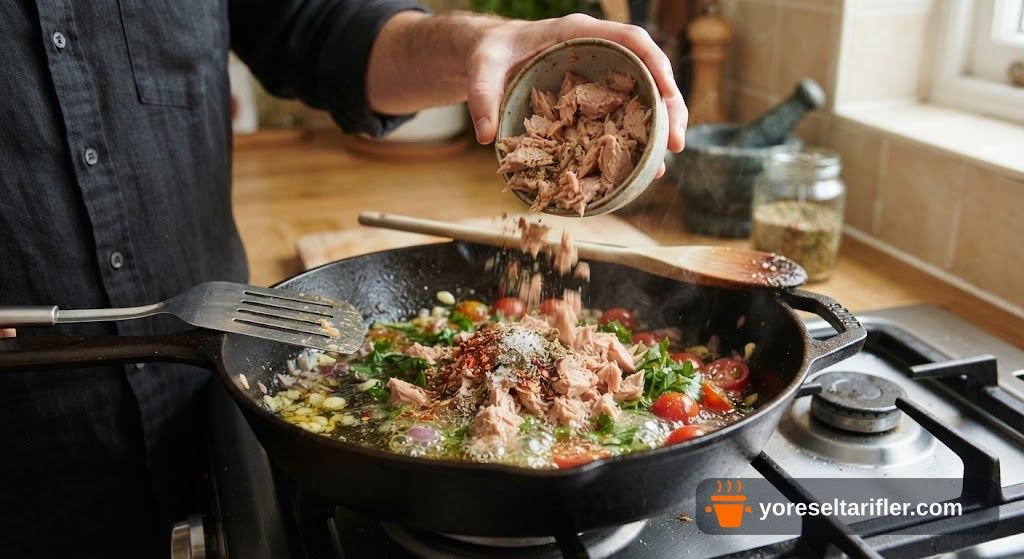 Yumuşacık Mantarlı Ton Balıklı Makarna Tarifi — Adım 5