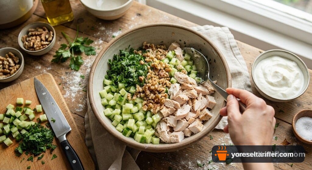 Yumuşacık Yoğurtlu Tavuk Salatası Tarifi — Adım 2