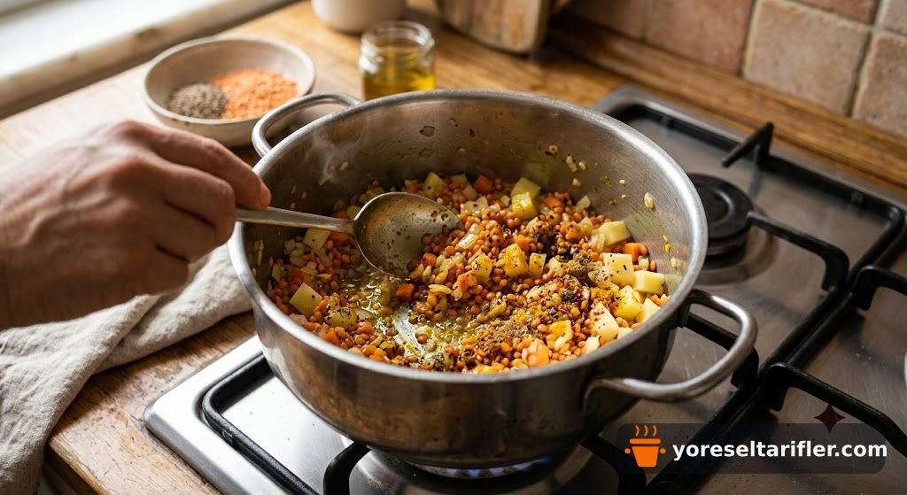 Zerdaçallı Kimyonlu Mercimek Çorbası Tarifi — Adım 1